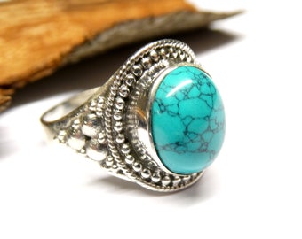 Ring silver, howlite stone, made of sterling silver, size. 60 - 19.1, jewelry for women