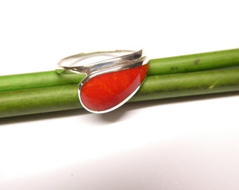 Ring Silber  Schaumkoralle , Fassung Sterlingsilber  , Größe 56 - 17,8   Schmuck für Frauen