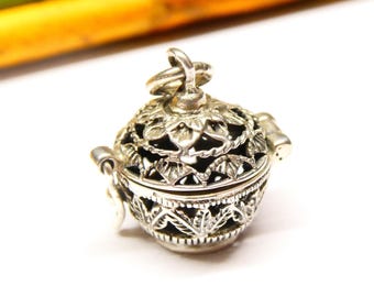 Silver pendant, necklace pendant box that opens, sterling silver ornaments, women's jewelry