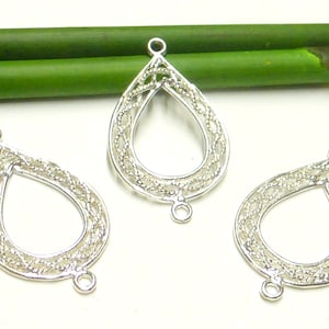 Jewellery accessories, silver parts filigree worked, 925 sterling silver / VE 2x