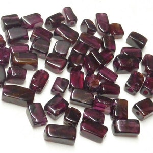 Lösa stenar, äkta granat, 3 x 8 mm rektangulära, med hål, för smyckestillverkning / Förpackning om 50