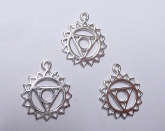 Accessoires de bijoux, pièces en argent motif "Chakra" en argent sterling / lot de 6