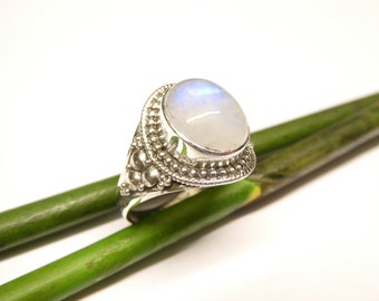 Ring silver, real moonstone, made of sterling silver, size. 60 - 19.1, jewelry for women