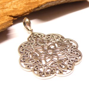 Pendant silver with ornaments, sterling silver, jewelry for women