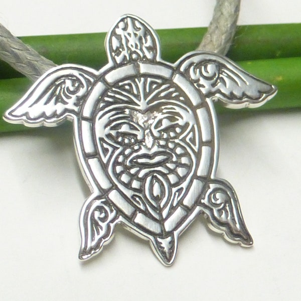 Pendentif en argent, tortue maorie, en argent sterling avec gravure, symbole de protection, bijoux cadeaux unisexes