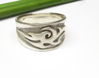 Men's ring, band ring silver Celtic motif, made of solid sterling silver, size. 61