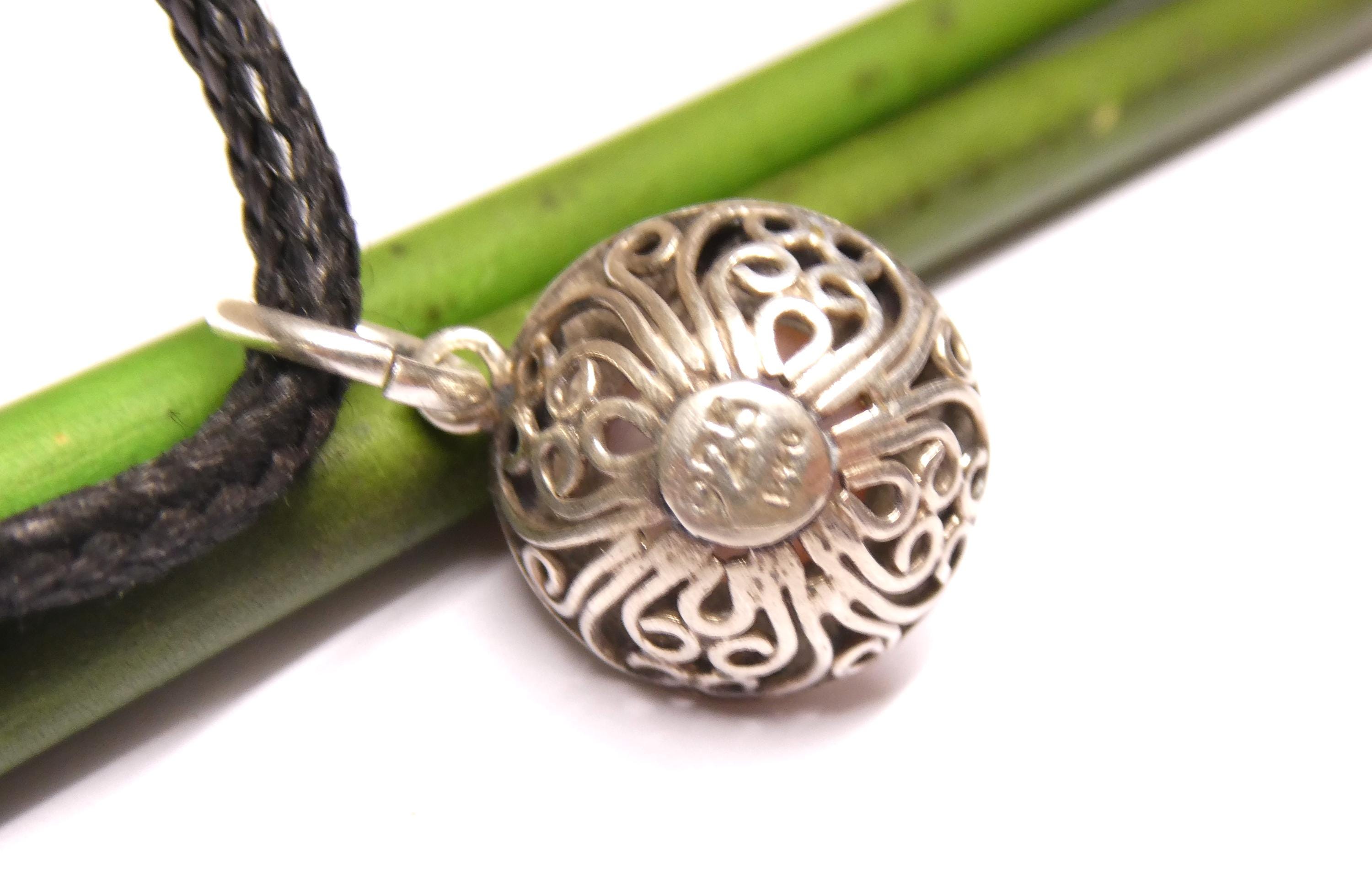 Collier Vintage Chaîne Argent 835 Avec Pendentif Argent 925 Et Perle Mabé Rose (22x27 Mm)