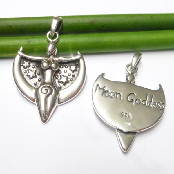 Anhänger Silber, Mondgöttin , aus Sterlingsilber mit Gravur gearbeitet , Geschenk Schmuck Frauen