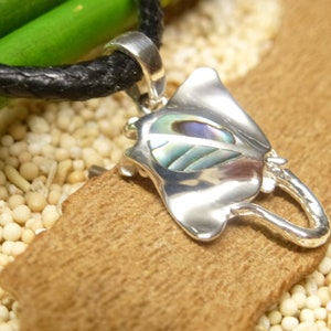 Anhänger Silber ,  Motivanhänger " Rochen " , mit Abalone Muschel ,  aus Sterlingsilber gearbeitet
