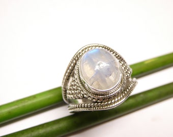 Ring zilver, maansteen ring, gemaakt van massief sterling zilver, maat. 62 - 19,7, sieraden unisex
