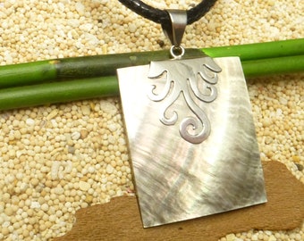 Colgante de concha, plata de ley, hecho a mano, colgante de joyería para mujer