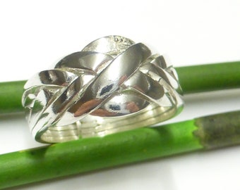 Ring silver, puzzle ring 4 pieces size. 57 - 18.1, made of sterling silver, jewelry rings unisex