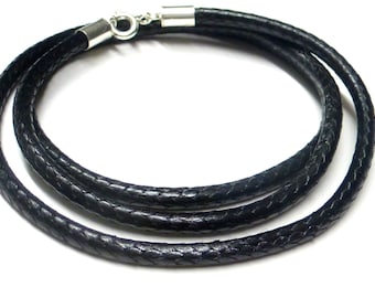 Halsband , Textilband Schlange schwarz  3 mm  Länge 55 cm,   Verschluß  Sterlingilber,  Schmuckzubehör