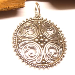Pendant silver with ornaments, sterling silver, jewelry for women