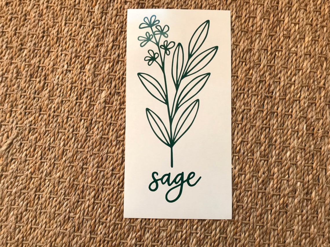 Sage Herb Label Custom Vinyl Decal. Spice Jar Label for Indoor Etsy