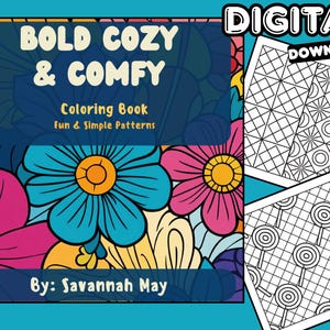 Coloring Book Digital Download |Bold & Cozy Simple Patterns | 30 Coloring Pages | Printable Coloring Pages - Full Book