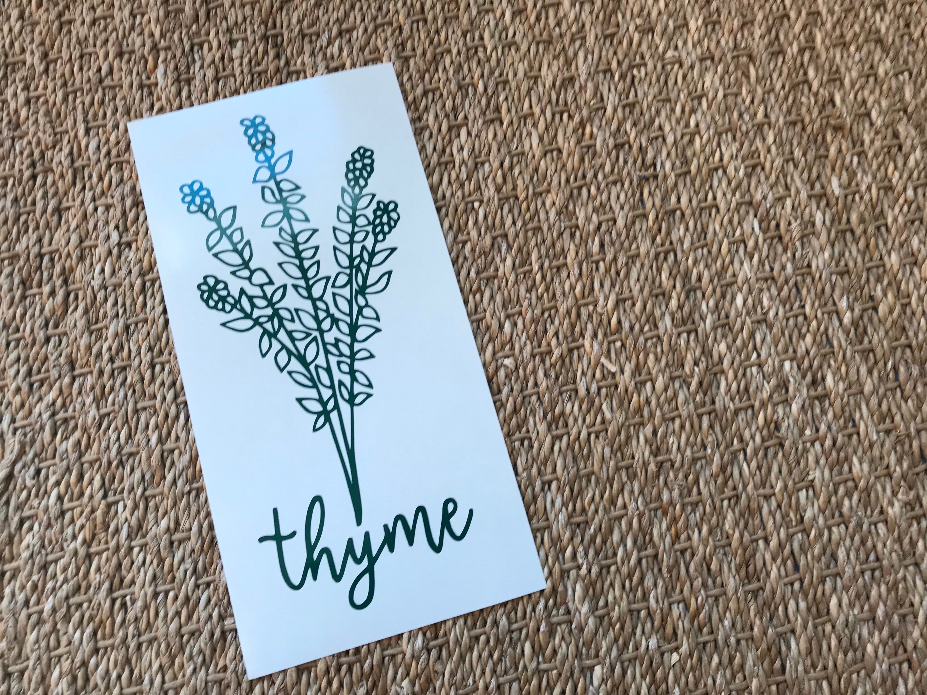 Thyme Herb Label Custom Vinyl Decal. Spice Jar Label for Etsy