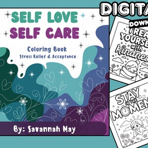 Livro de colorir digital para download | Amor-próprio, autocuidado ousado e fácil | 30 páginas para colorir | Páginas para colorir para imprimir - livro completo