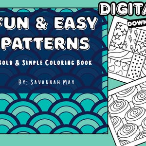 Coloring Book Digital Download | Fun & Easy Patterns | 30 Coloring Pages | Printable Coloring Pages - Full Book