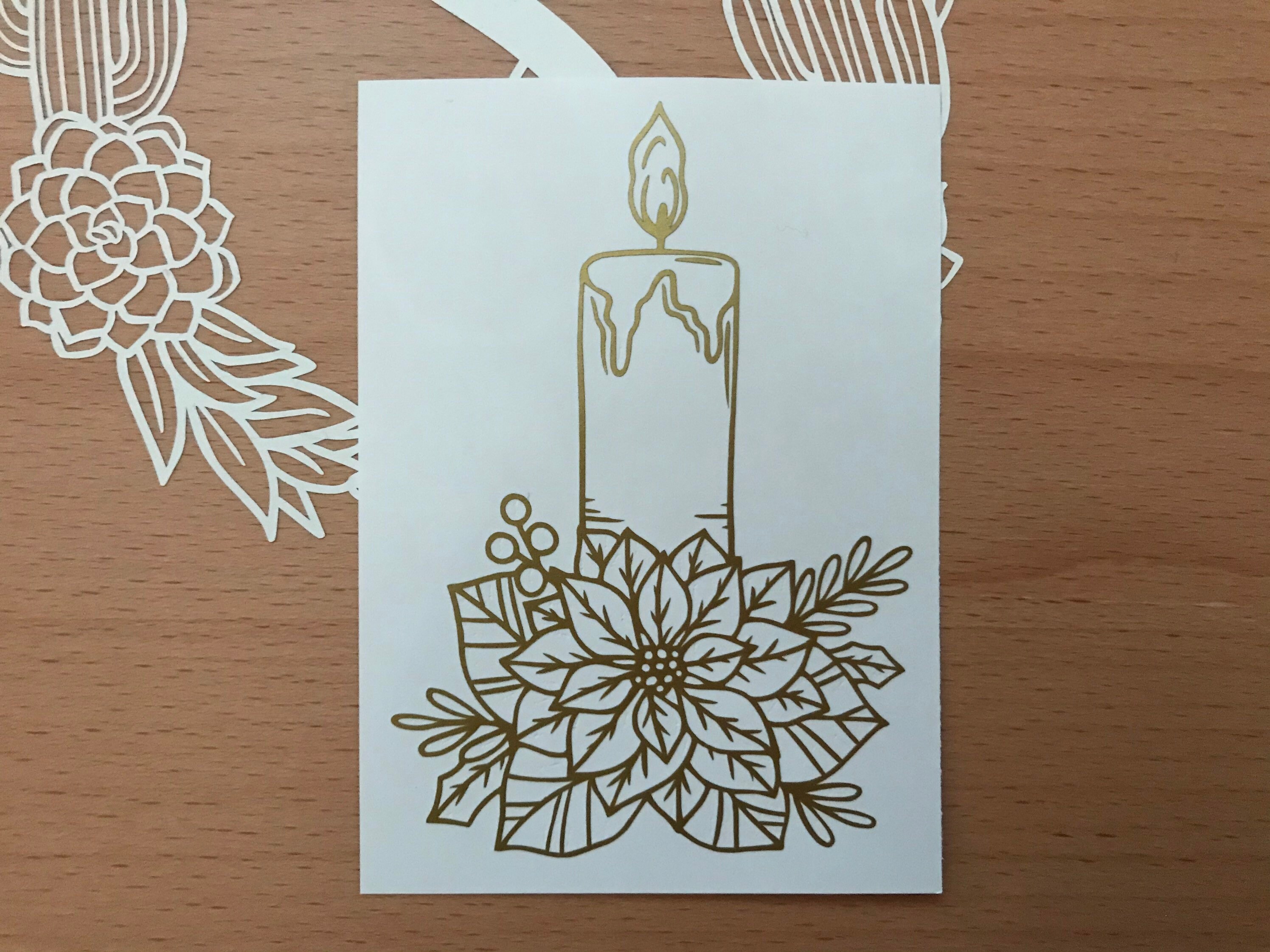 Vinyl Christmas Holiday Floral Candle Decal. Christmas Holiday Etsy