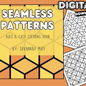 Coloring Book Digital Download | Seamless Patterns Bold & Easy | 30 Coloring Pages | Printable Coloring Pages - Full Book