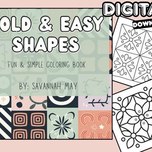 Coloring Book Digital Download |Bold & Easy Shapes | 30 Coloring Pages | Printable Coloring Pages - Full Book