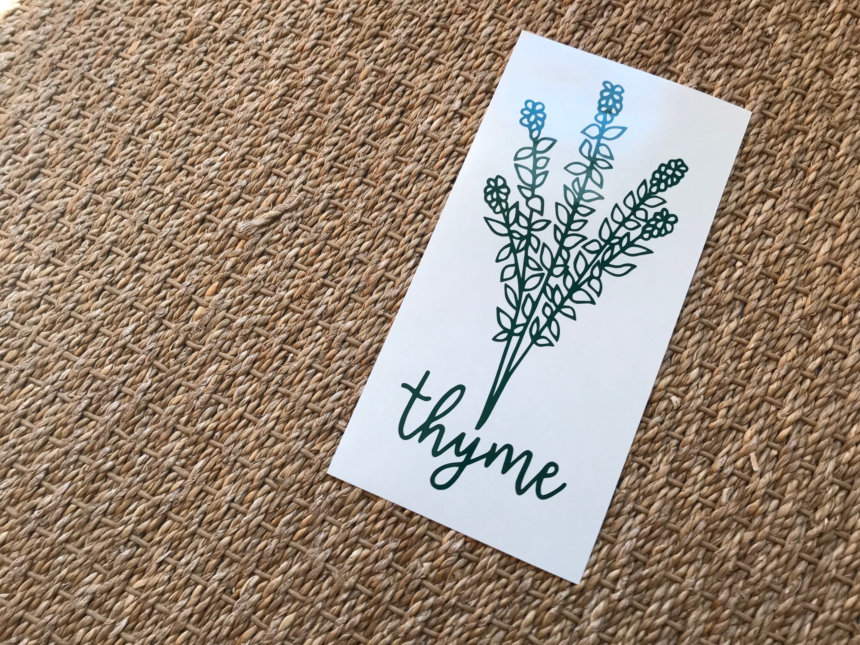 Thyme Herb Label Custom Vinyl Decal. Spice Jar Label for Etsy