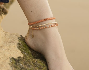 Perlen Fußkettchen, Strand Schmuck, Kokos Perlen, Fußkettchen, Sommer Armbänder, einzigartiges Geschenk für Freund