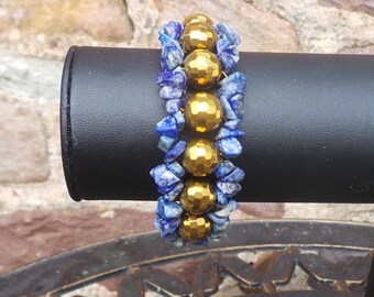 Bracciale gemstone,bracciale Lapis,Polsino in pietra blu, bracciale d'oro, gioielli Gemstone, braccialetto in pietra Lapis, bracciale in pietra blu, bracciale della dea