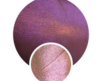 Folklore Collection Iridescent Duochrome Sorcery shimmery yellow gold to red violet pink pressed pan 26mm trichrome makeup vegan eyeshadow