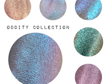 Oddity Collection Multichrome chameleon shimmer glittery color shifting eyeshadow 26mm vegan shimmery sparkle pressed pan 26mm dupe magical