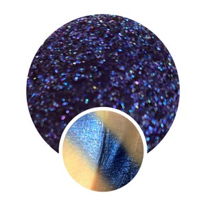 STÄRKENSPANGEN Multichrome Chamäleon blau holographisch multicolor vegan schimmerndes Funkeln gepresste Pfanne 26 mm magische Farbverschiebung Holo Glitter