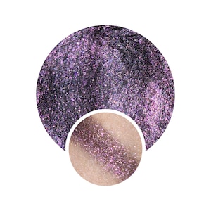 Hybrid trichrome Sparrow eggplant burgundy brown shimmer glittery makeup vegan eyeshadow sparkle 26mm pressed pan dupe magical color shift