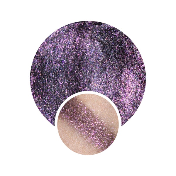 Hybrid trichrome Sparrow eggplant burgundy brown shimmer glittery makeup vegan eyeshadow sparkle 26mm pressed pan dupe magical color shift