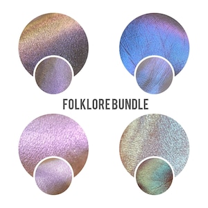 Folklore Collection Iridescent Duochromes 4 shades Bundle Set color shifting pigment pressed eyeshadow 26mm pan makeup vegan Eyeshadow