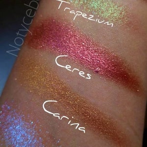 NEBULA Collection Ceres Multichrome chameleon pressed pan orangey pinkish gold violet 26mm pressed pan color shift image 9