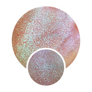 HACK THIS Multichrome chameleon pressed pan sherbet pink orange to pastel silver mint vegan shimmery sparkle pressed pan 26mm dupe magical