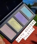 DEATH GODDESS iridescent Highlight Eyeshadow Palette Shimmer Duochrome Multichrome Chameleon Pressed Highlighter Body Face Sparkle Vegan