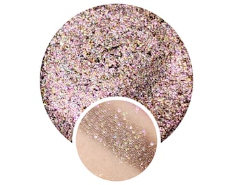 Hybrid trichrome Kugelblitz brown olive pink shimmer glittery makeup vegan eyeshadow sparkle 26mm pressed pan dupe magical color shift