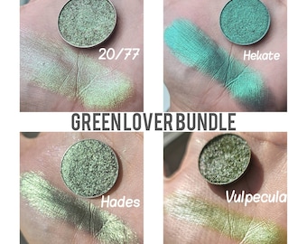 LIMITED EDITION MULTICHROME bundle set of 4 Green Shade Lover chameleon 26mm pressed pans Vegan Makeup Eyeshadow