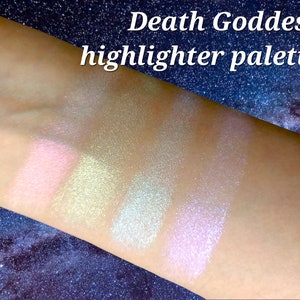 DEATH GODDESS iridescent Highlight Eyeshadow Palette Shimmer Duochrome Multichrome Chameleon Pressed Highlighter Body Face Sparkle Vegan image 3