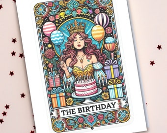 Der Geburtstag, Geburtstags-Tarot-Karte, Witchy-Karte, Astrologie-Karte, druckbar
