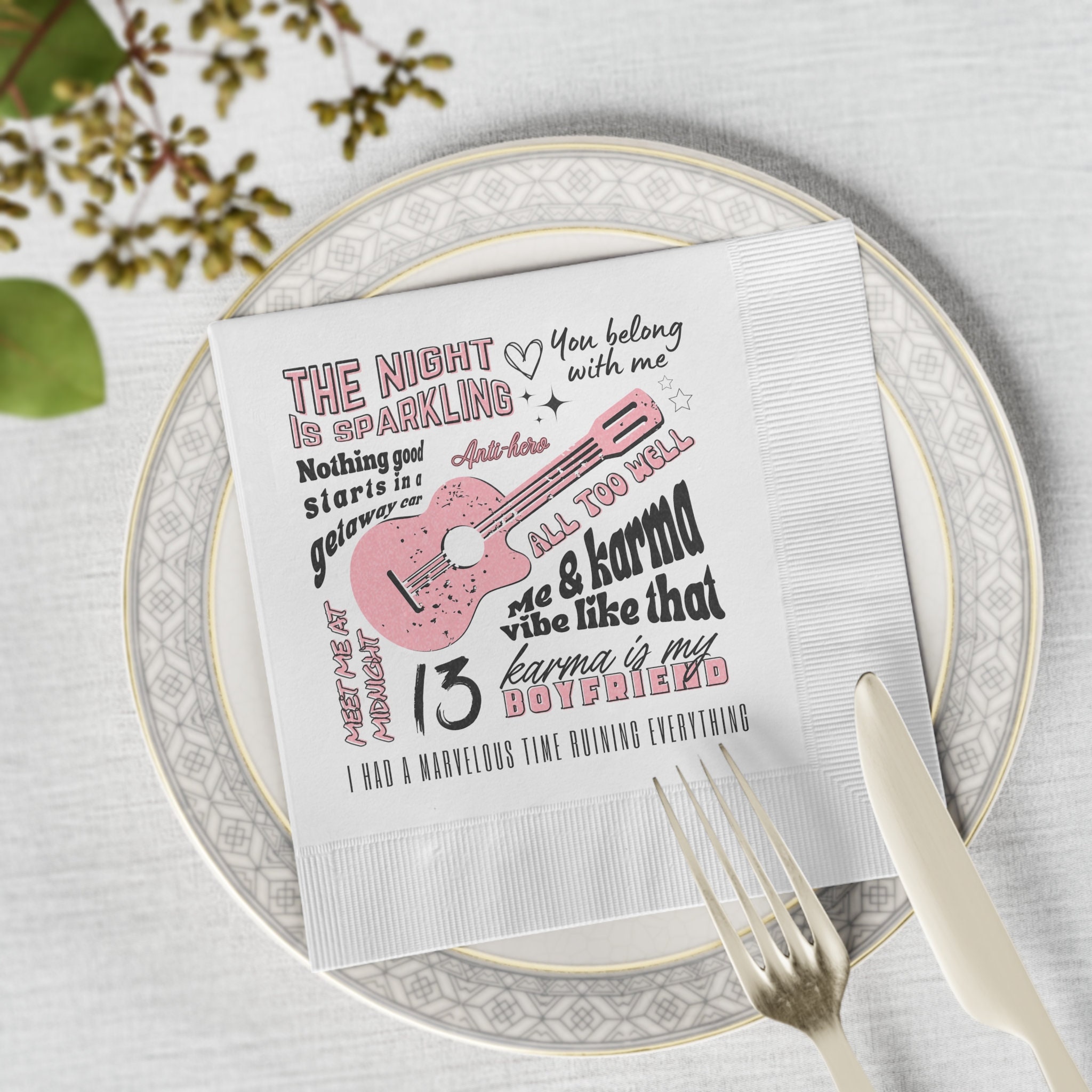 Taylor Napkins Swift Birthday Party Napkins Song Lyrics Etsy