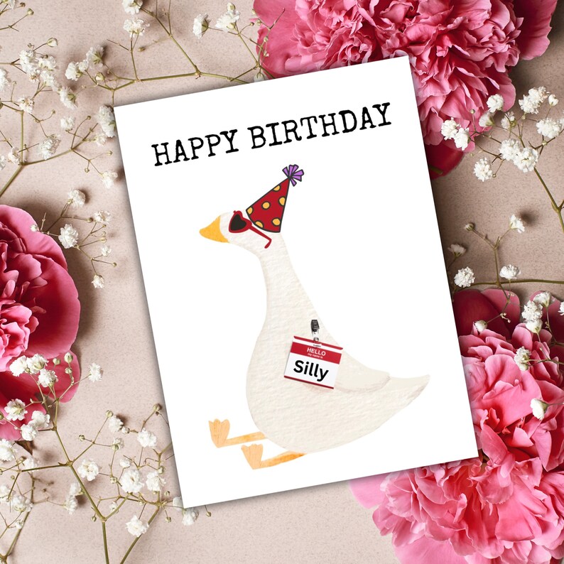 Funny Birthday Card, Printable Goose Card Silly - Etsy