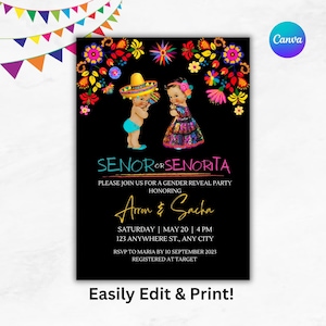 Senor or Senorita Fiesta Gender Reveal Invitation Mexican He or She