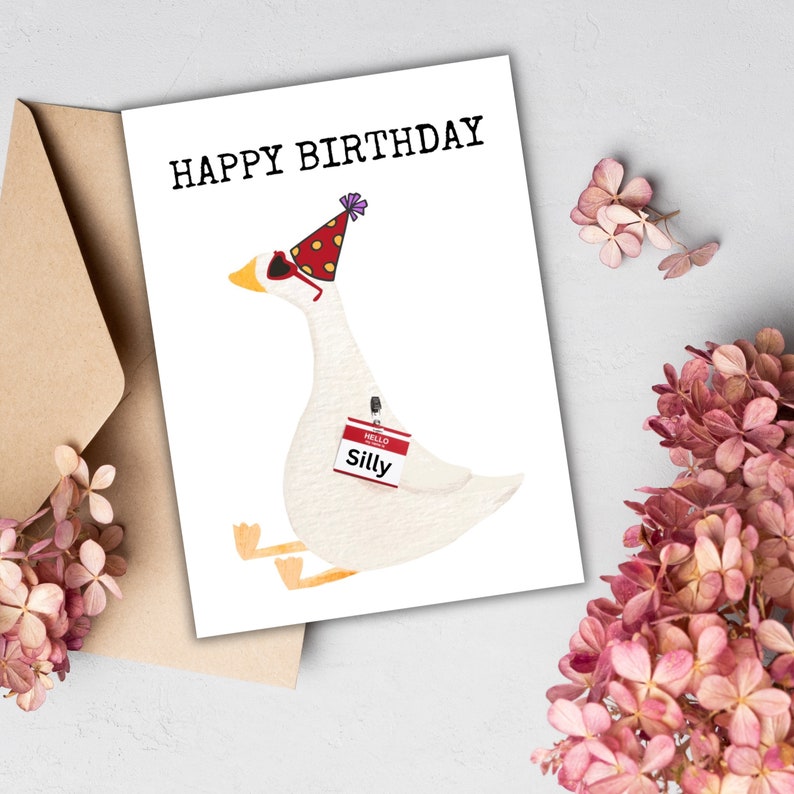 Funny Birthday Card, Printable Goose Card Silly - Etsy