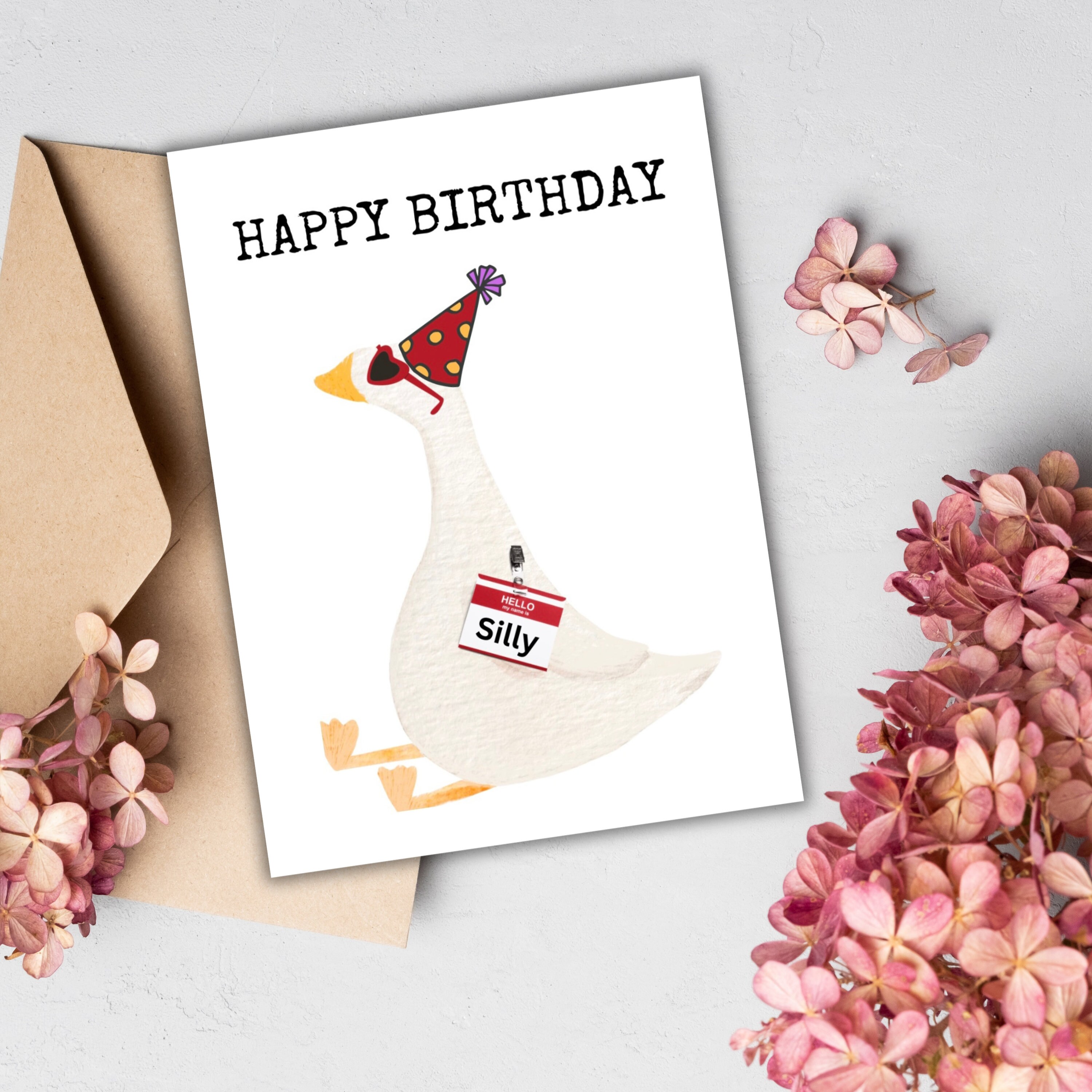 Funny Birthday Card, Printable Goose Card Silly - Etsy