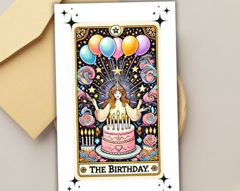 Der Geburtstag, Geburtstags-Tarot-Karte, Witchy-Karte, Astrologie-Karte, druckbar