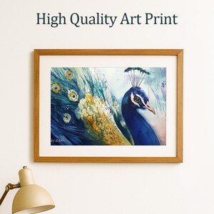 Peacock Watercolor Art Print: Elegant Wildlife Painting (Digital Print Poster