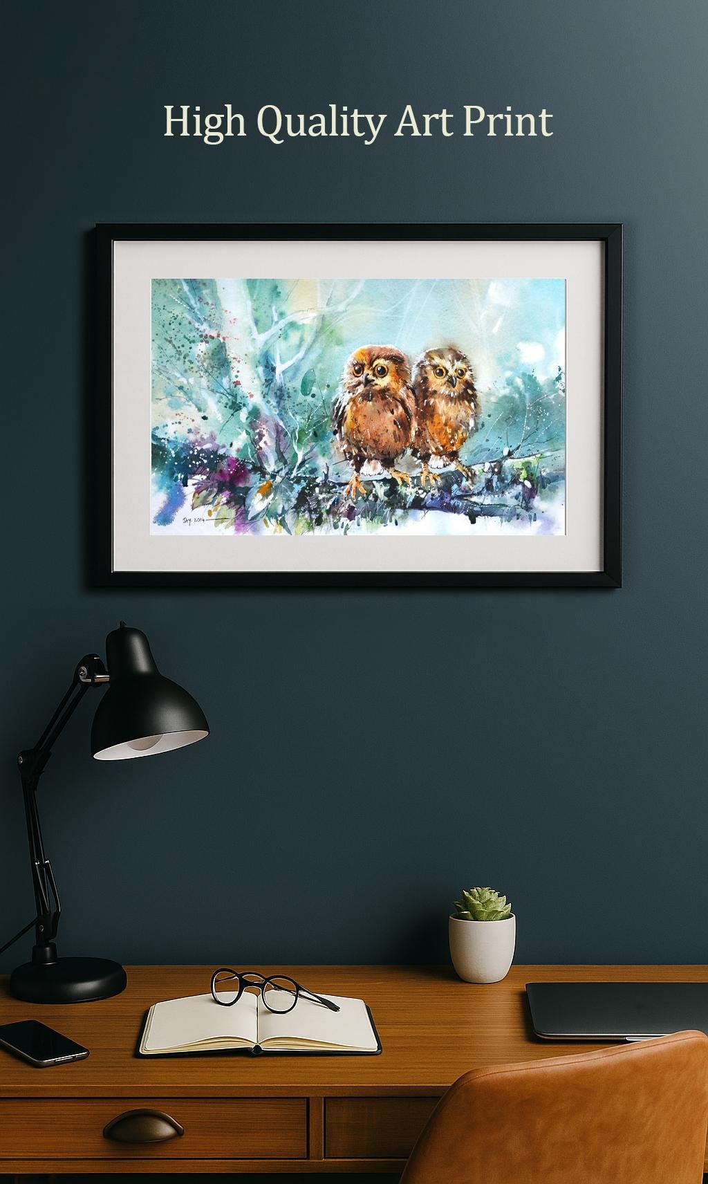 Baby Owls Poster Print - Wildlife Wall Poster, Art for Home or Office